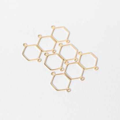 18K Gold PVD Stainless Steel Hexagon Connector Charms