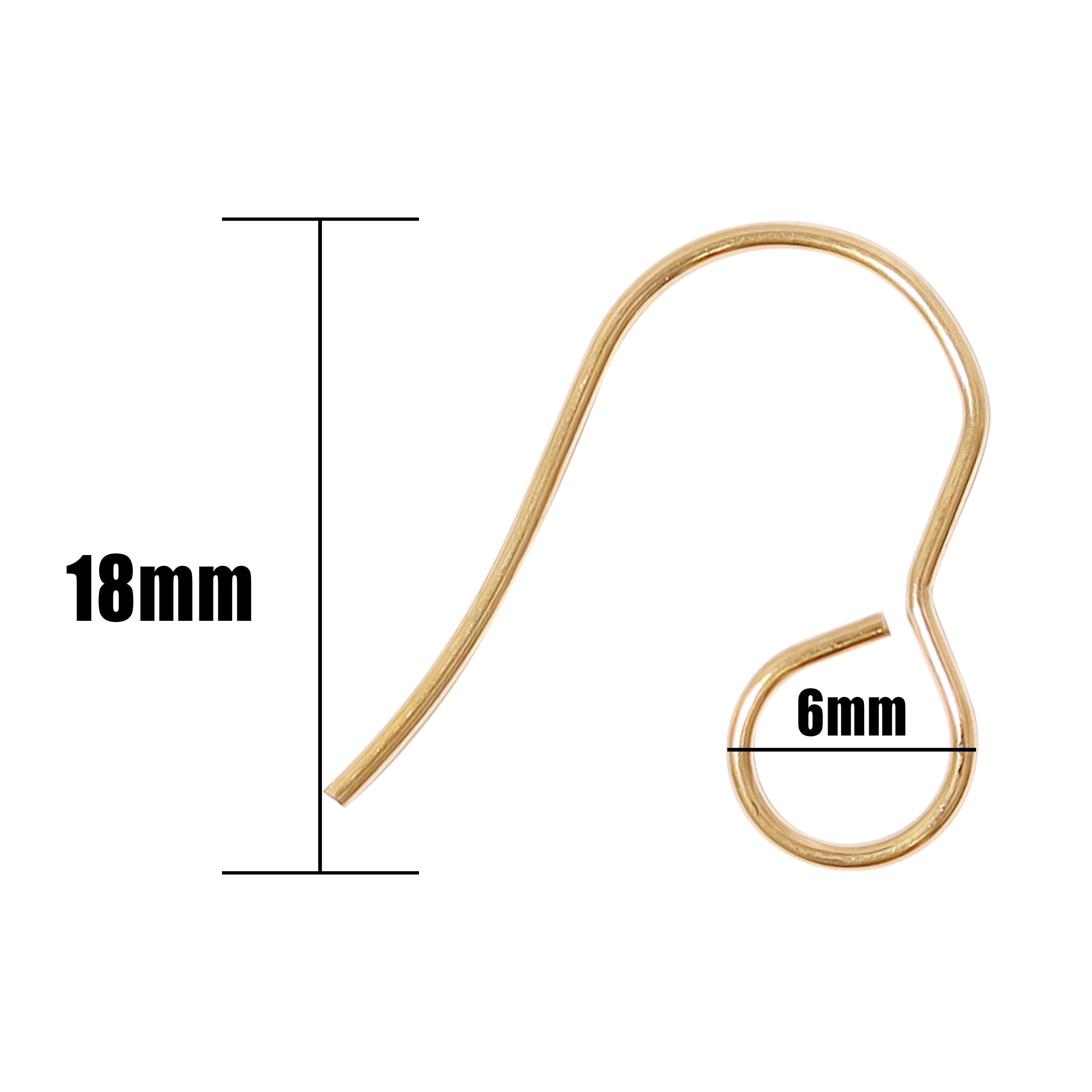 20 Pc 18K Gold PVD Stainless Steel Wire Earring Hooks