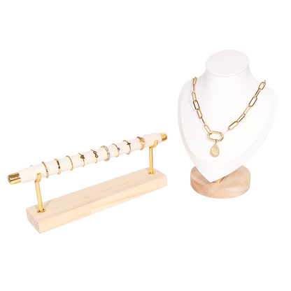 Natural Wood & Leather Necklace Display
