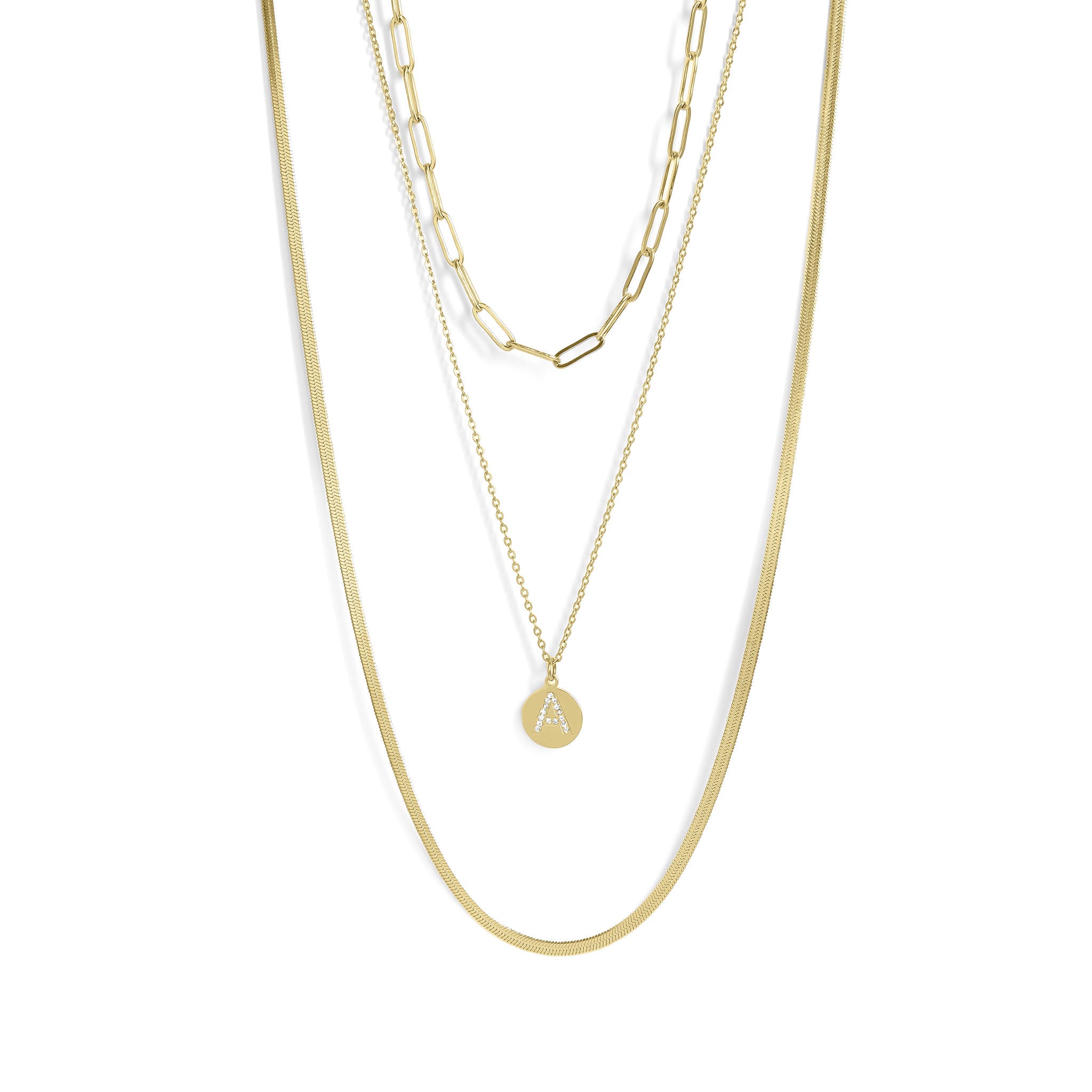 78 pc Initial Letter 18K Gold PVD Layered Necklace Set