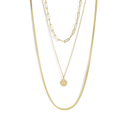 78 pc Initial Letter 18K Gold PVD Layered Necklace Set