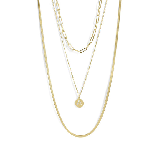 78 pc Initial Letter 18K Gold PVD Layered Necklace Set