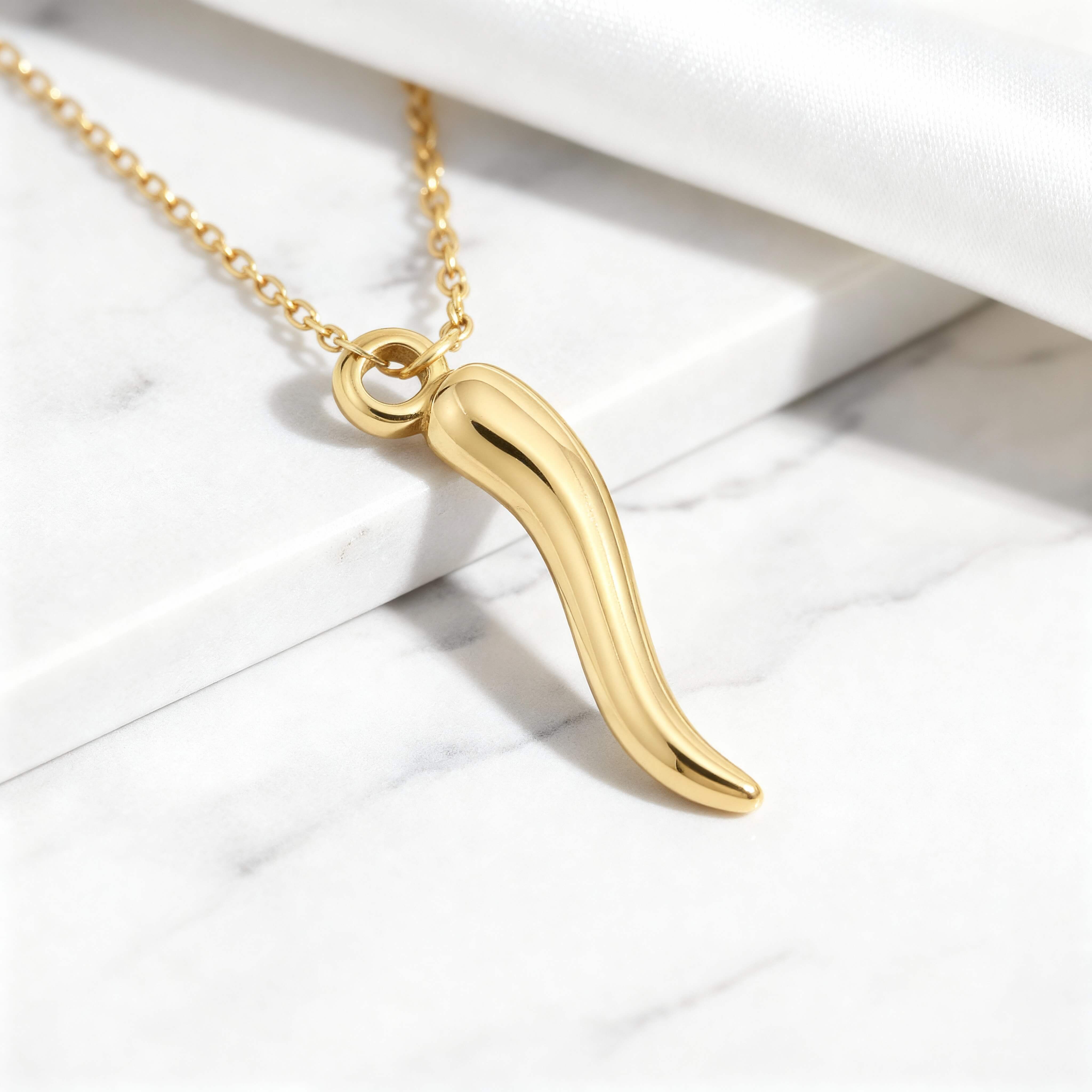 18K Gold PVD Stainless Steel Italian Horn Charm