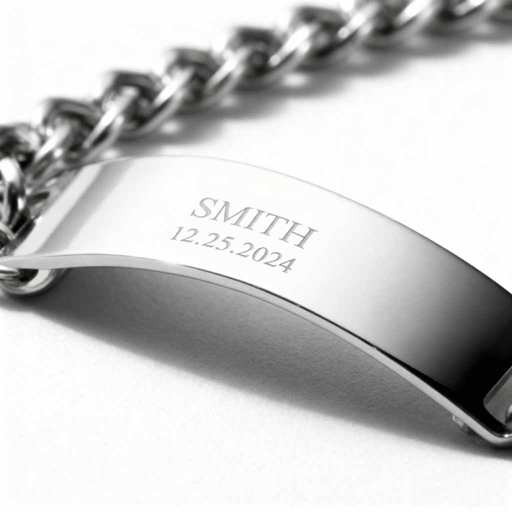 18K Gold PVD Stainless Steel Blank ID Curved Bar Bracelet