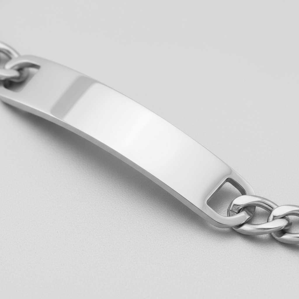 18K Gold PVD Stainless Steel Blank ID Curved Bar Bracelet