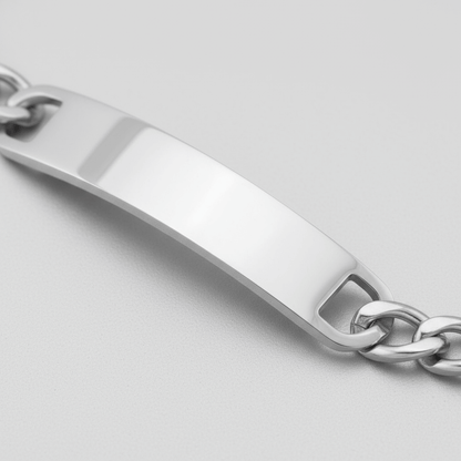 18K Gold PVD Stainless Steel Blank ID Curved Bar Bracelet