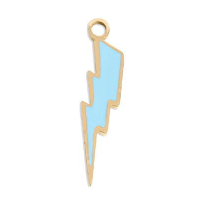 18K Gold PVD Stainless Steel Epoxy Lightning Bolt Charm