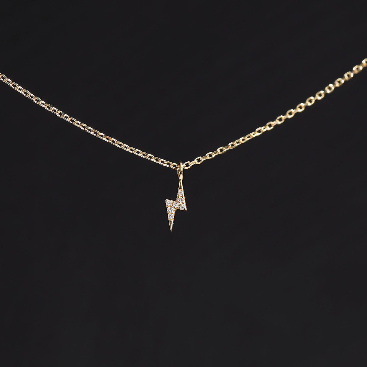 Permanent Jewelry 14K Solid Gold Diamond Lightning Bolt Charm
