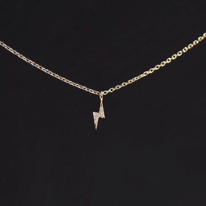 Permanent Jewelry 14K Solid Gold Diamond Lightning Bolt Charm