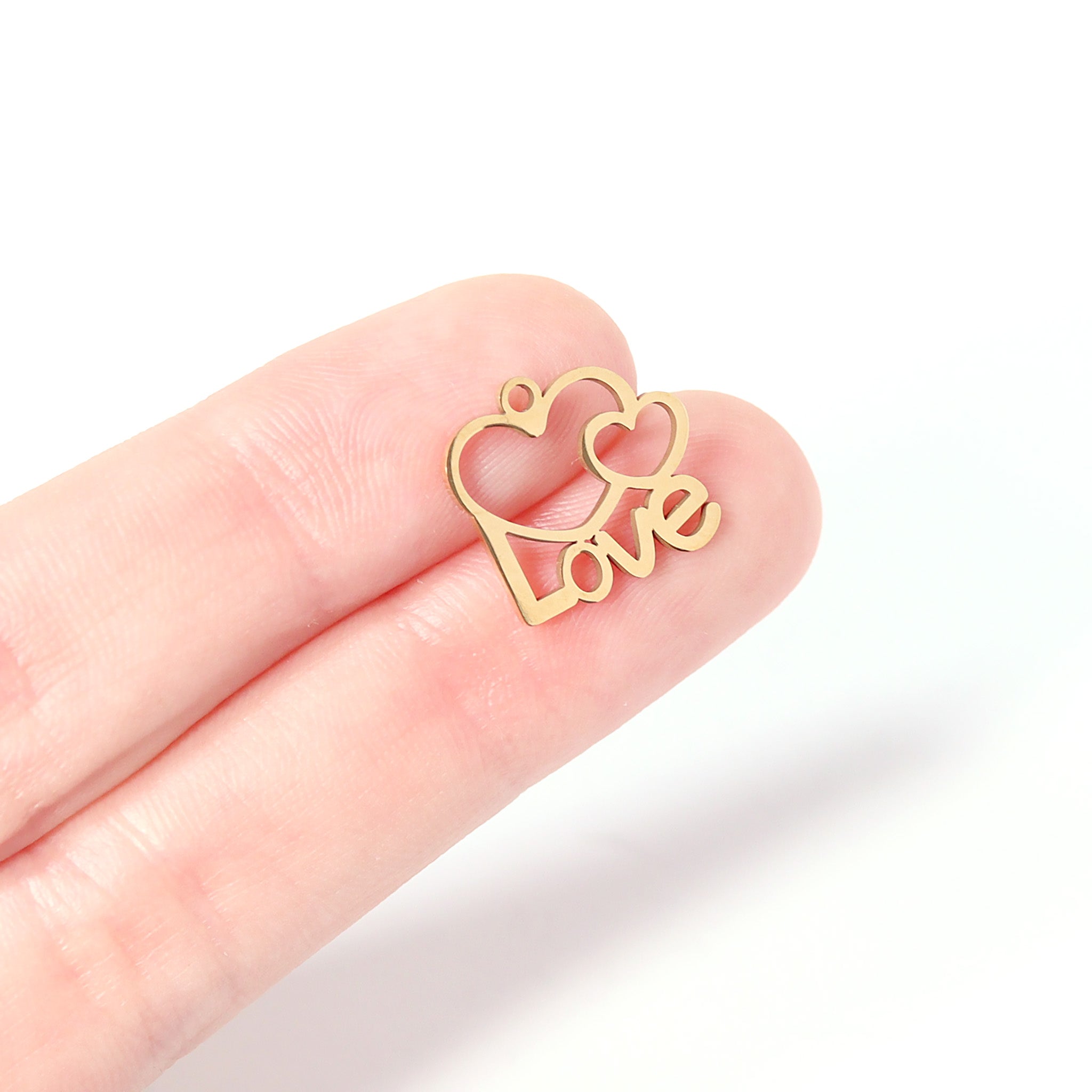 18K Gold PVD Stainless Steel Cutout Love Heart Charm