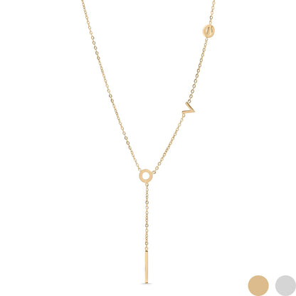 18K Gold PVD Stainless Steel LOVE Lariat Necklace