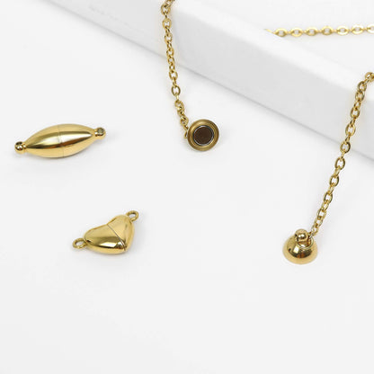18K Gold PVD Stainless Steel Oval Magnetic Clasp