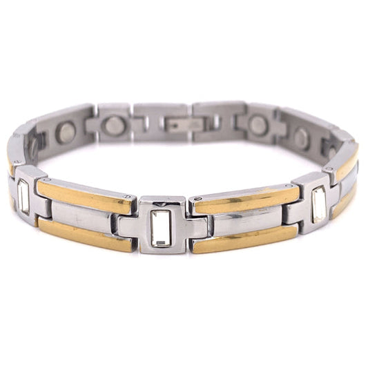 Stainless Steel & Gold PVD Coated Germanium Magnetic Bracelet