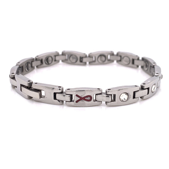 Stainless Steel Magnetic Cubic Zirconia Bracelet