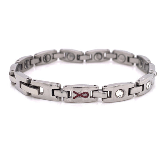 Stainless Steel Magnetic Cubic Zirconia Bracelet