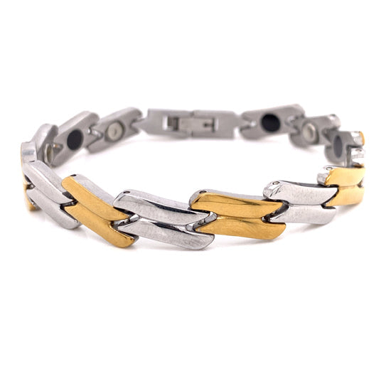 Stainless Steel And Gold PVD Coated Magnetic Bracelet