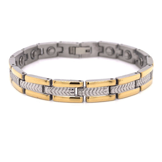 Stainless Steel And Gold PVD Coated Magnetic Bracelet