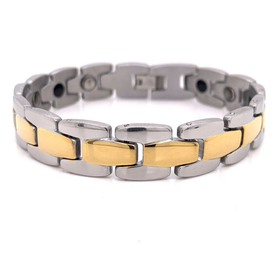 Stainless Steel & Gold PVD Coated Magnetic Bracelet