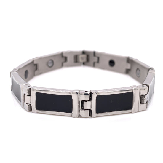 Stainless Steel Black Enamel Magnetic Bracelet