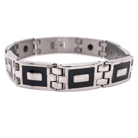 Black & Stainless Steel Magnetic Bracelet