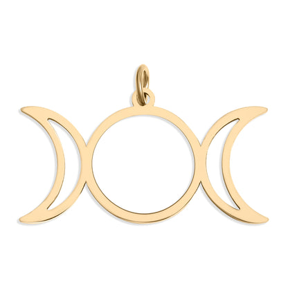 18K Gold PVD Stainless Steel Triple Moon Goddess Charm