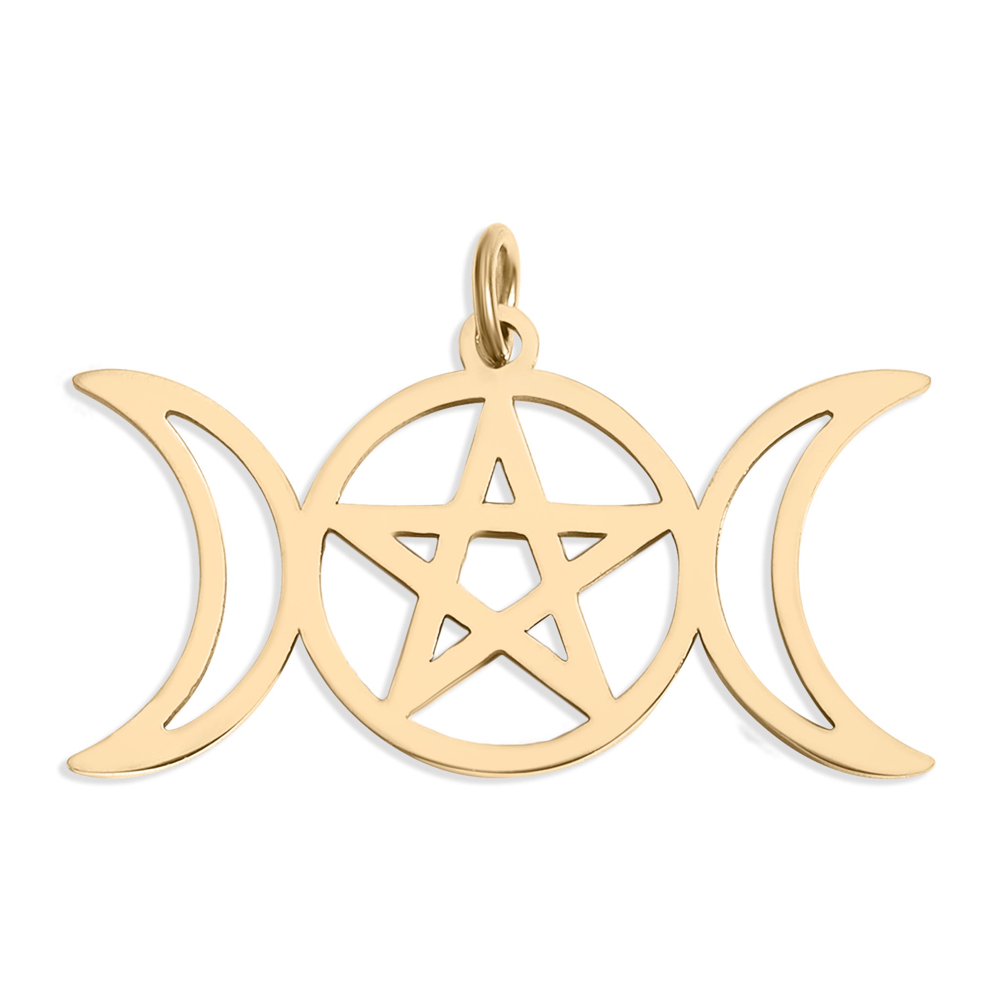 18K Gold PVD Stainless Steel Triple Moon Goddess Charm