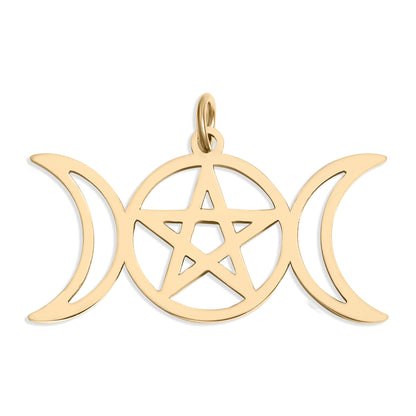 18K Gold PVD Stainless Steel Triple Moon Goddess Charm