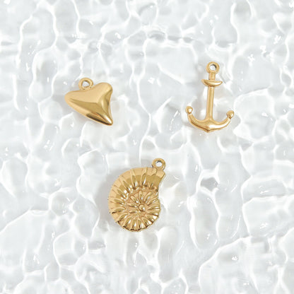 18K Gold PVD Stainless Steel Shark Tooth Charm