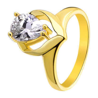 Teardrop CZ Gold Over Brass Ring