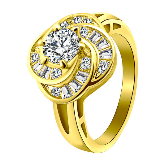 CZ With Accent CZ Stones Gold Over Brass Ring