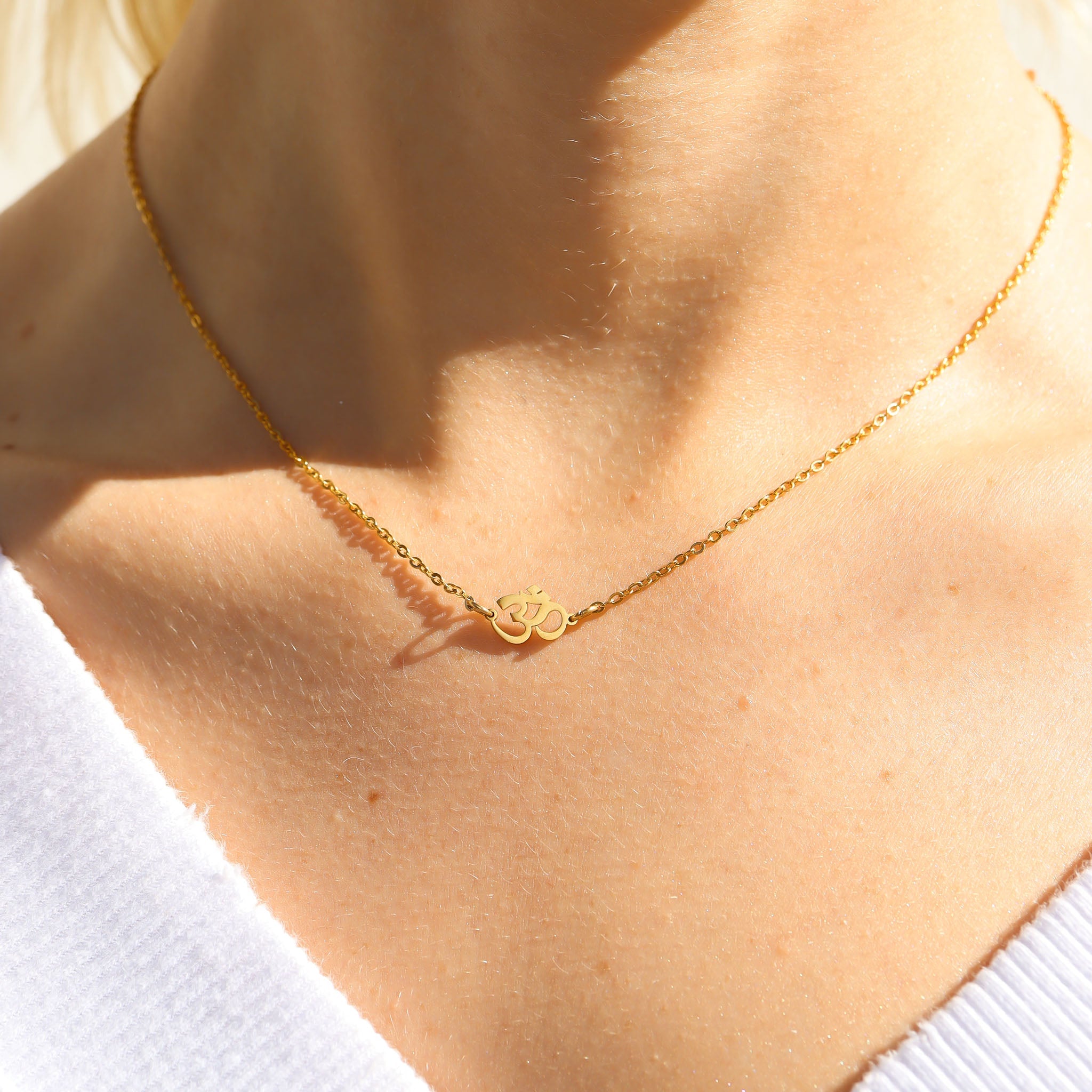 18K Gold Stainless Steel Om Connector Charm