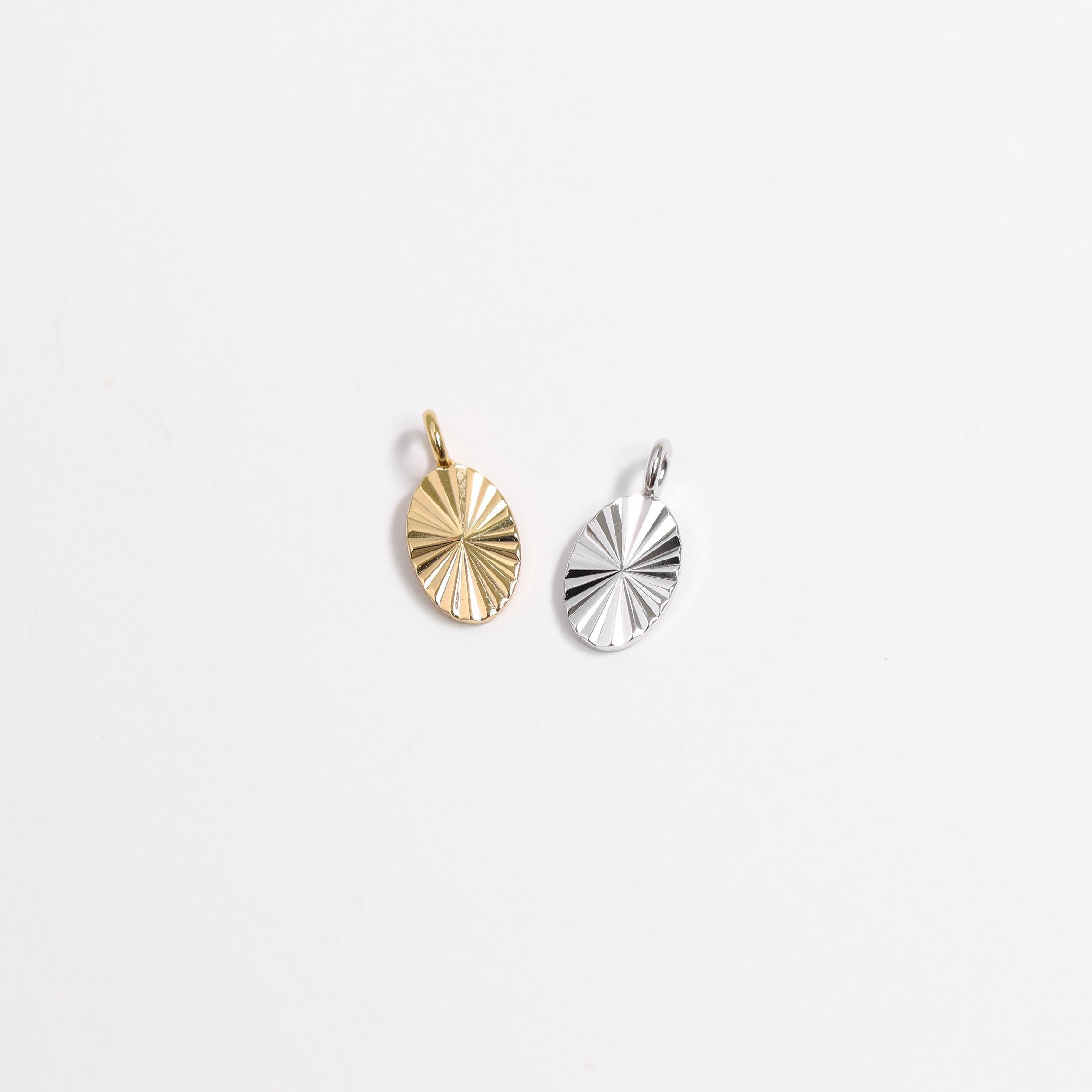 Permanent Jewelry .925 Sterling Silver Sunburst Oval Charm