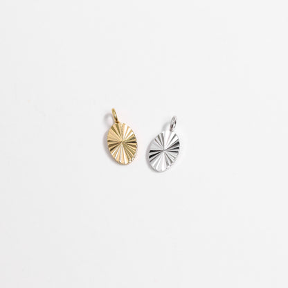 Permanent Jewelry .925 Sterling Silver Sunburst Oval Charm