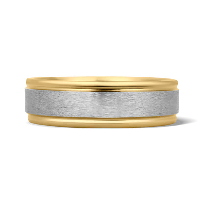 18K Gold PVD Stainless Steel Brushed Center Groove Edge Ring