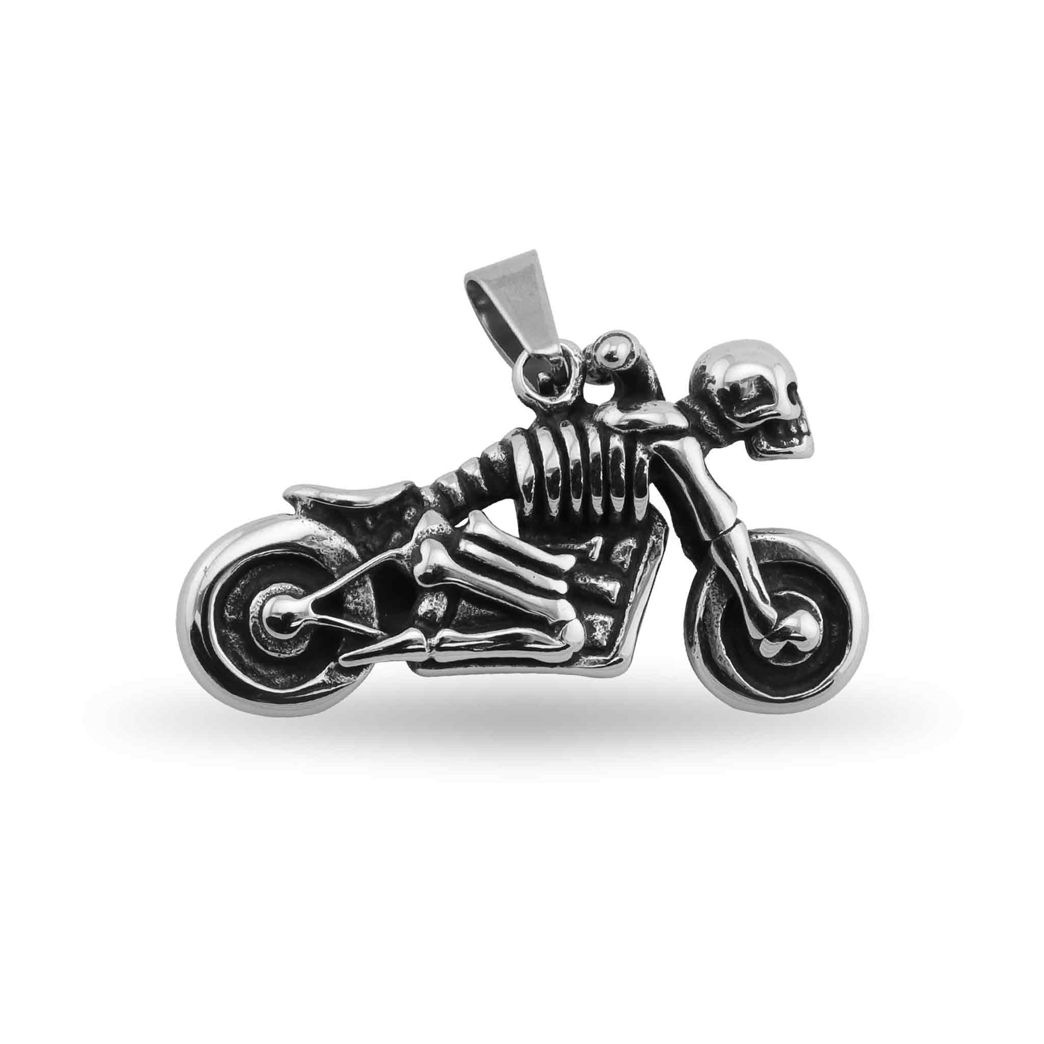 Stainless Steel Skeleton Motorcycle Pendant