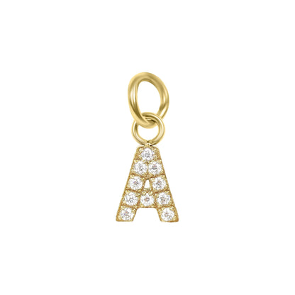 18K Gold PVD Stainless Steel Pave Set CZ Initial Letter Charms
