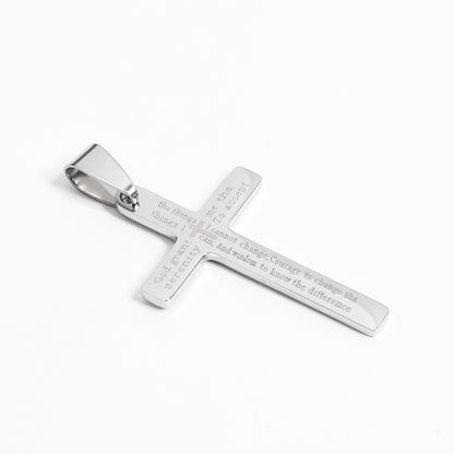 Stainless Steel Serenity Prayer Cross Pendant