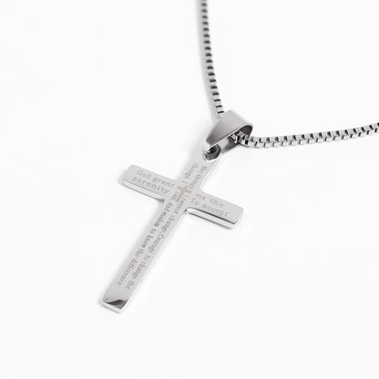 Stainless Steel Serenity Prayer Cross Pendant