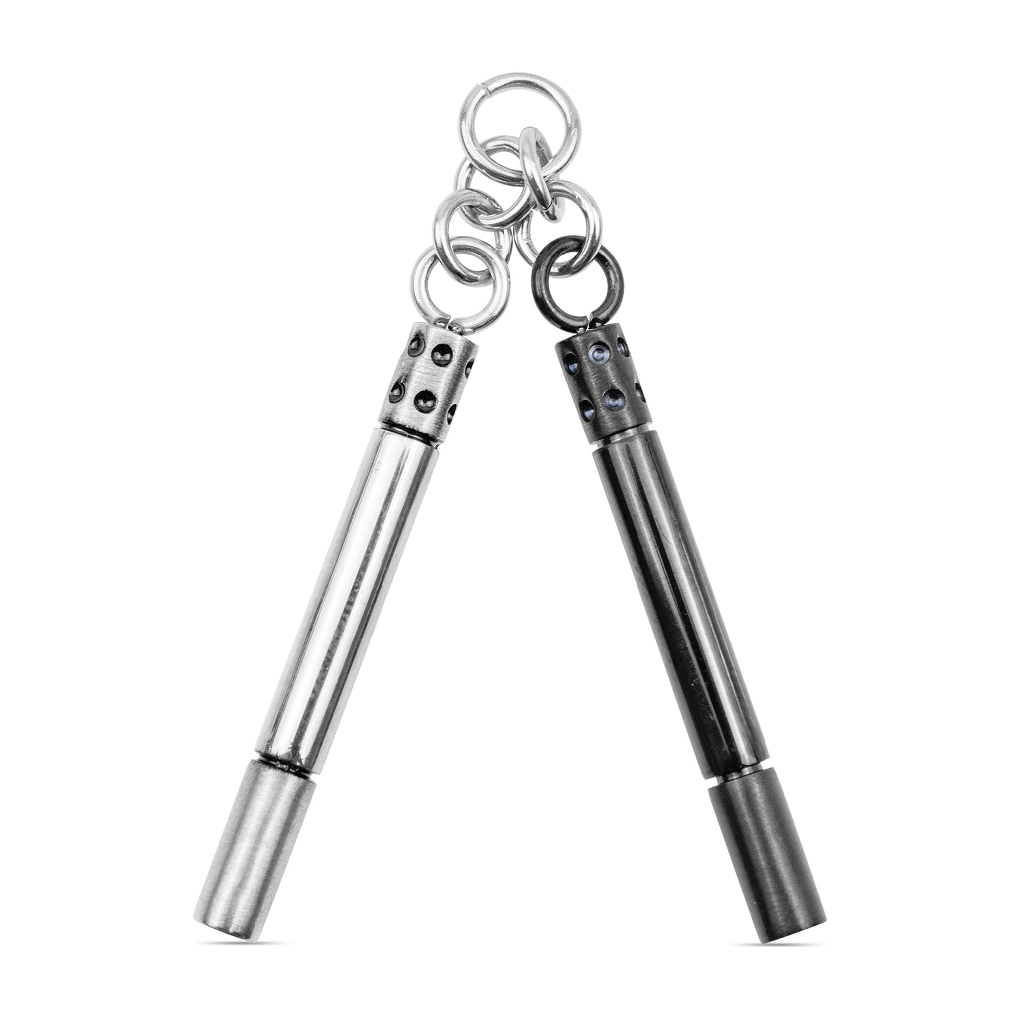 Stainless Steel & Black Nunchucks Pendant
