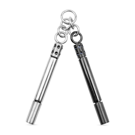 Stainless Steel & Black Nunchucks Pendant