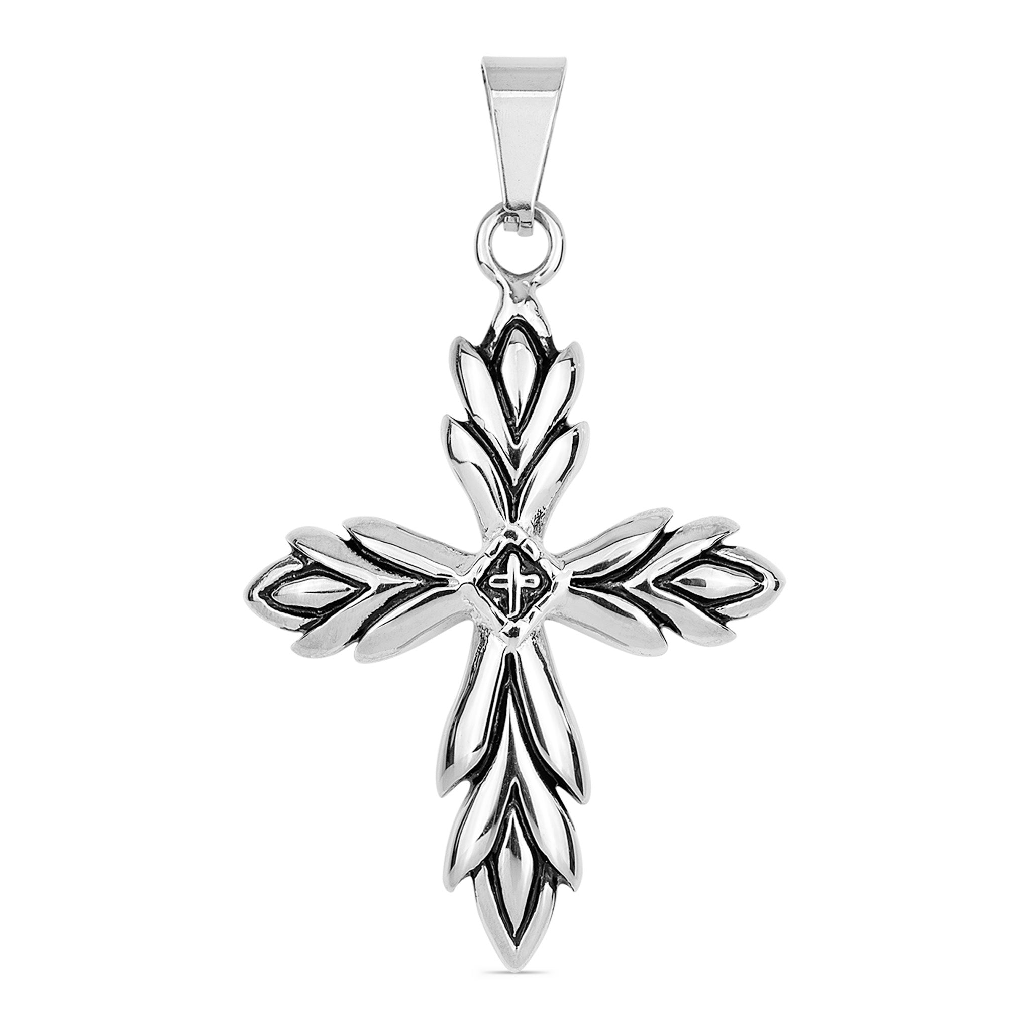 Stainless Steel Detailed Cross Pendant