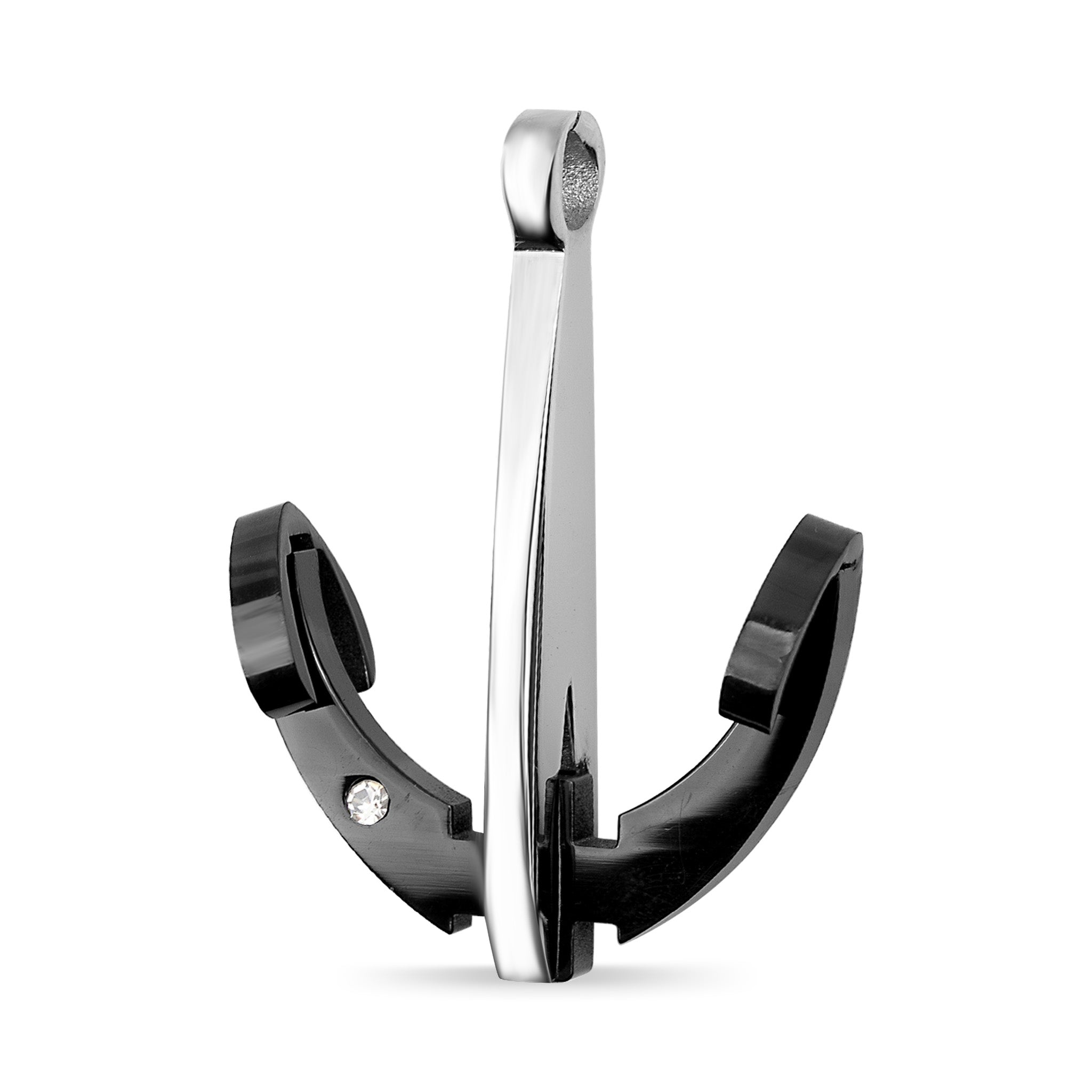 Stainless Steel Small CZ Anchor Pendant