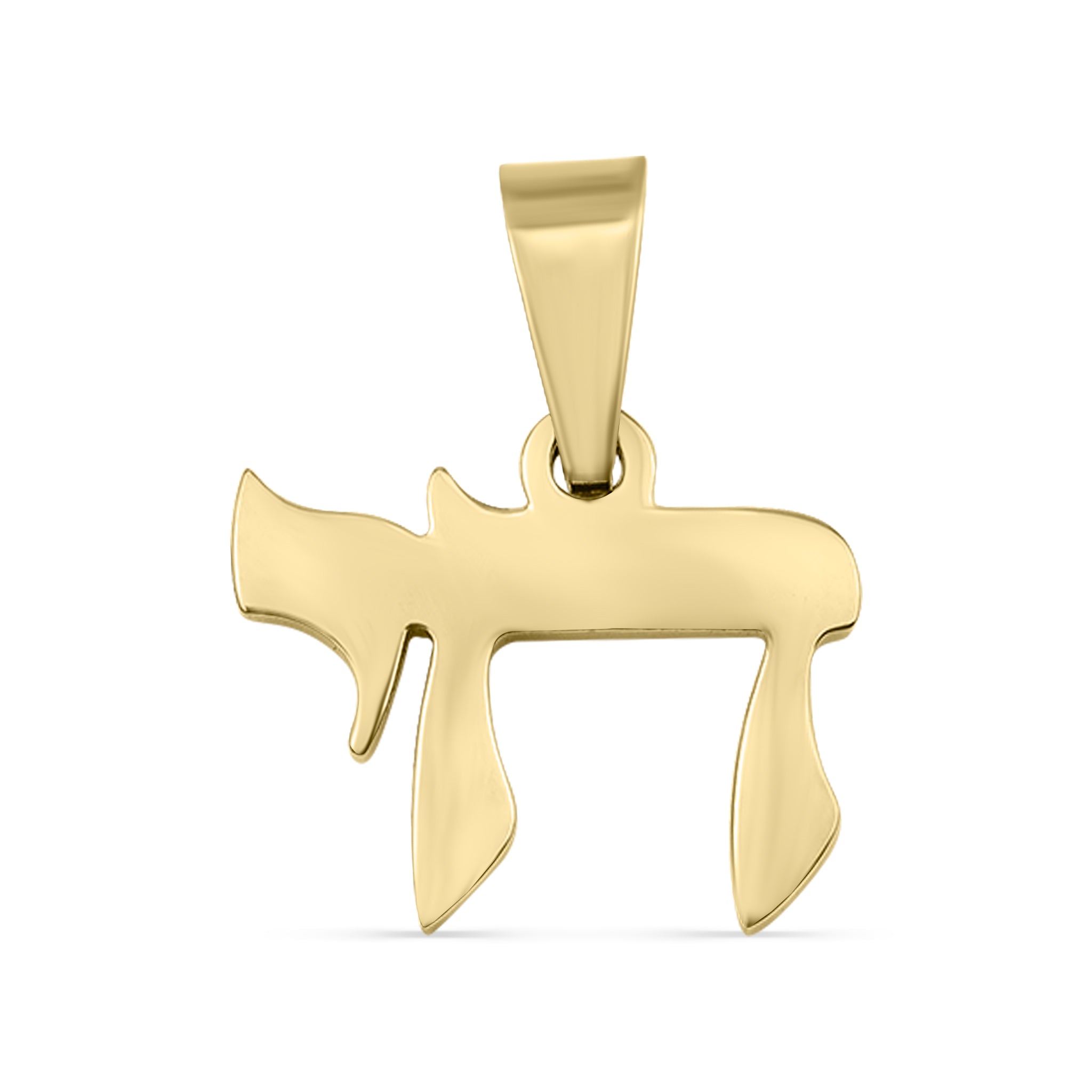 18K Gold PVD Stainless Steel Jewish Chai Pendant