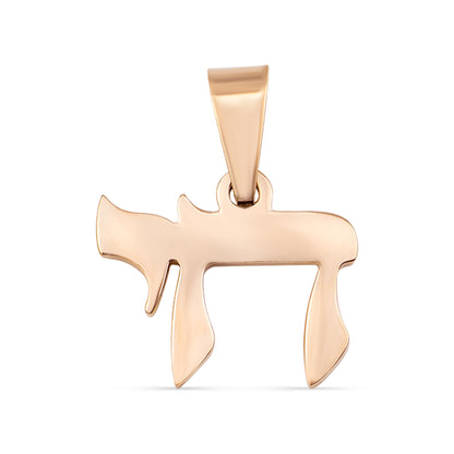 18K Gold PVD Stainless Steel Jewish Chai Pendant
