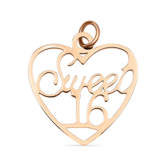 18k Rose Gold PVD Coated Stainless Steel "Sweet 16" Charm