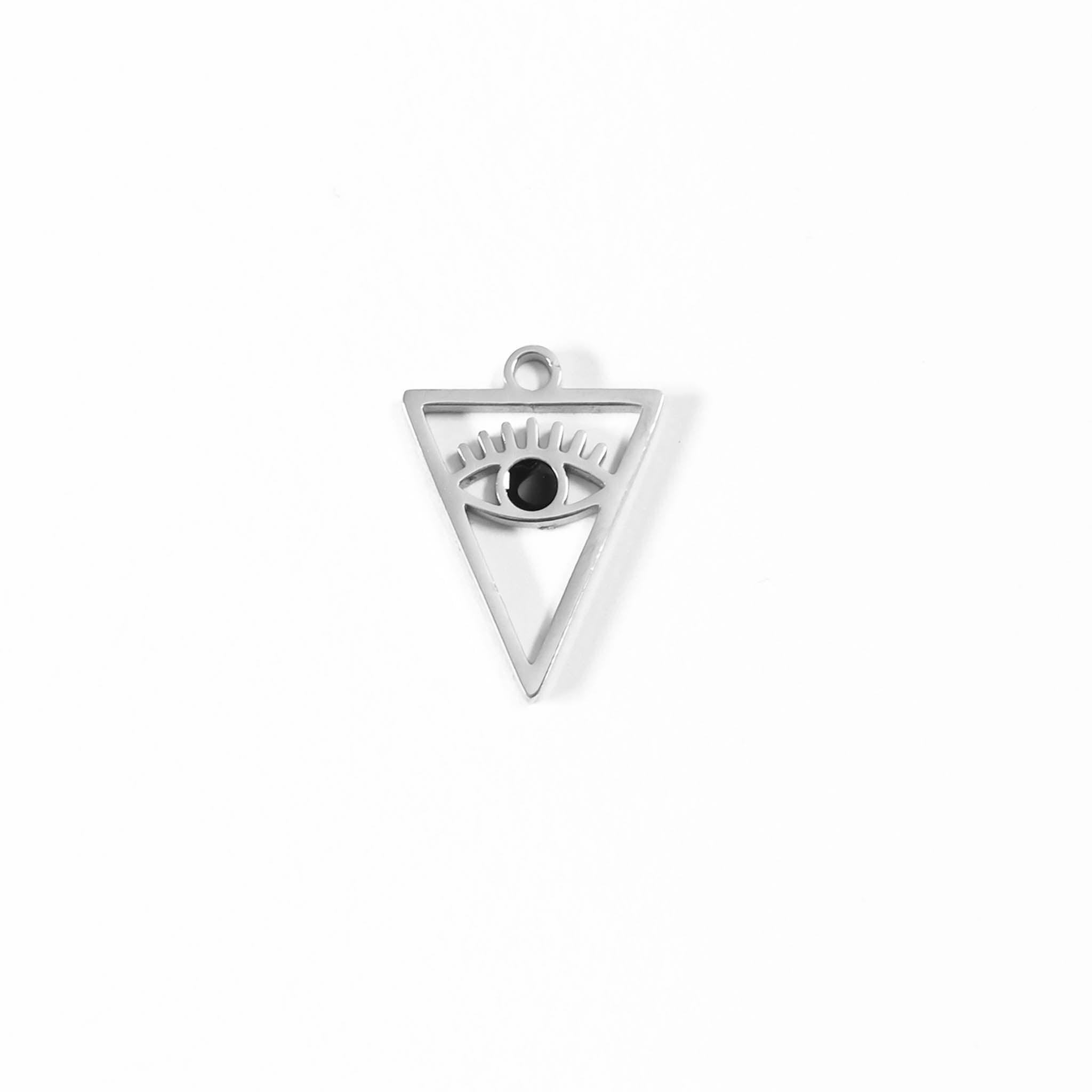 18K Gold PVD Stainless Steel Triangle Evil Eye Charm