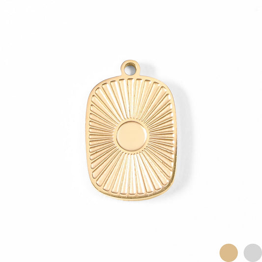 18K Gold PVD Stainless Steel Sunburst Medallion Charm