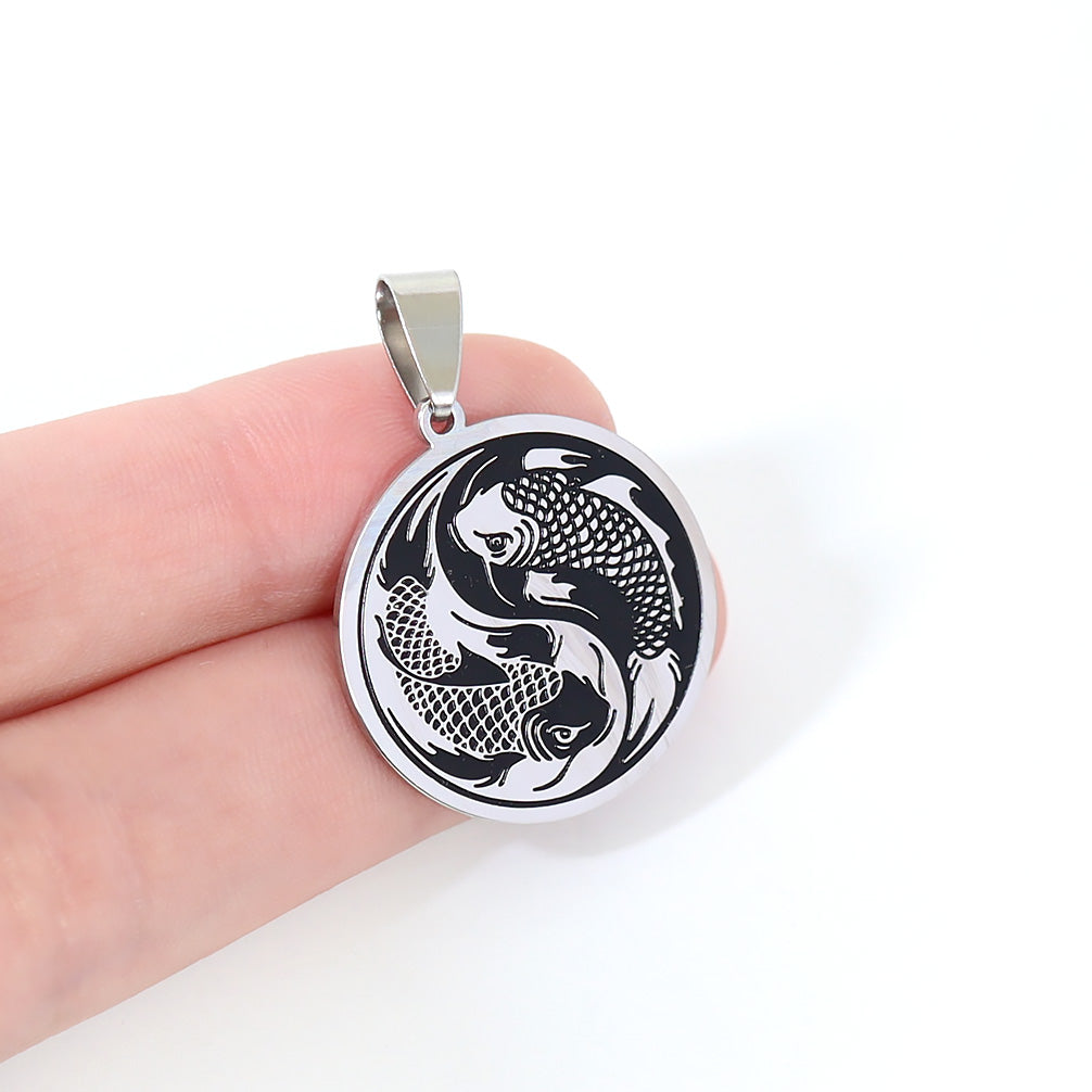 18K Gold PVD Stainless Steel Yin & Yang Koi Fish Pendant