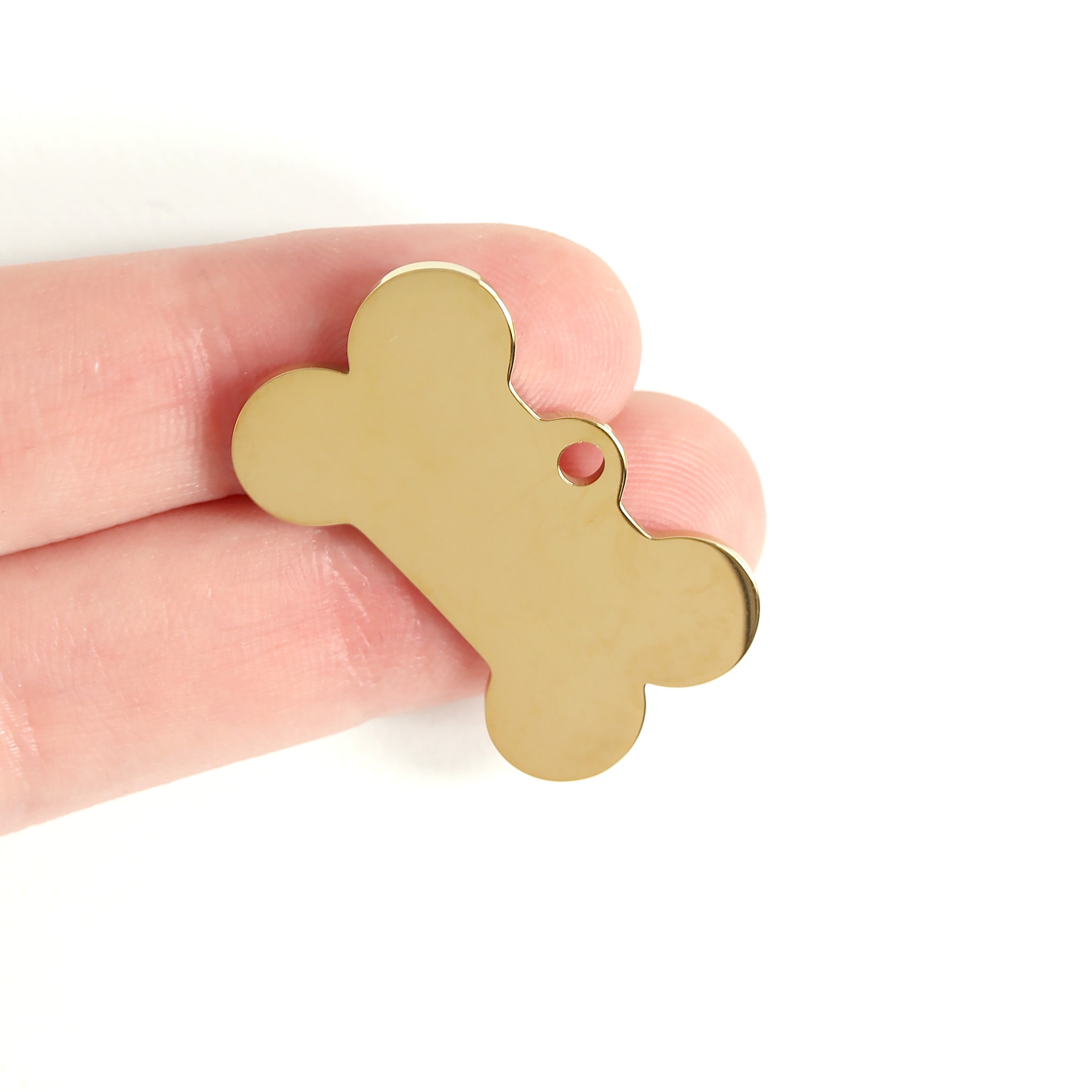 18K Gold PVD Stainless Steel Dog Bone Pet Tag