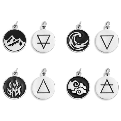 18K Gold PVD Stainless Steel Earth, Fire, Water, & Air Element Pendant